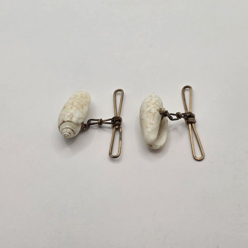 RARE Antique Men's Shell Cuff Links Shell, Chain and Metal